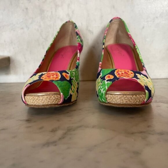 LILLY PULITZER Resort Chic Wedge Mini Getaway Garden Peep Toe Espadrille… - Picture 7 of 16